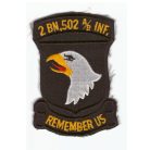 1980's US Army Airborne 2BN 502 a/b INF Remember Plane Crash PATCH
