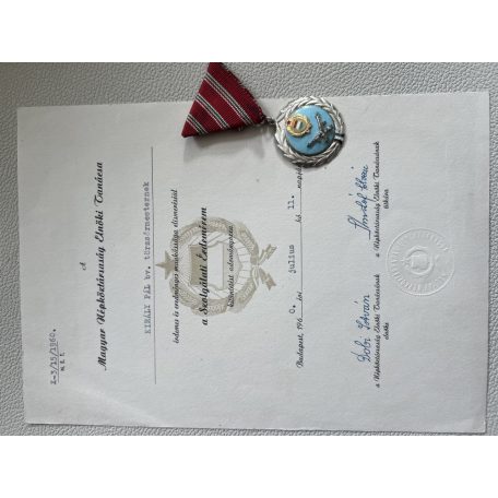 Hungarian Service Merit Medal 1957 awarded to a warden of the Prison Services