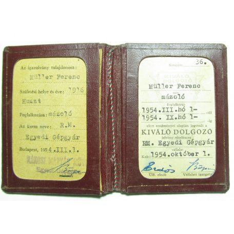 Hungarian Stahanov Movement Medal Booklet