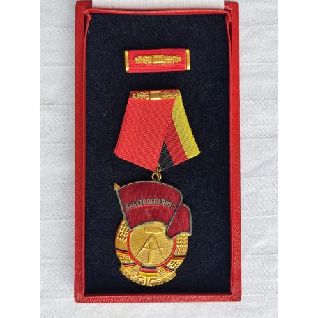 East Germany DDR Order Banner Of Labor Level II. Bartel with award certificate and case