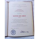 East Germany DDR Order Banner Of Labor Level II. Bartel with award certificate and case