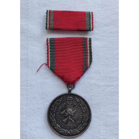  Hungarian Firefighter Service Medal XV. Years with Ribbon Bar 1958