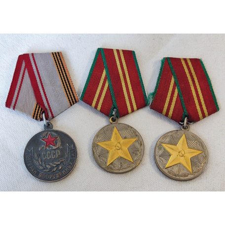 3pcs Soviet Union/Russia Veteran of the Armed Forces, For Impeccable Service Medals