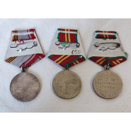 3pcs Soviet Union/Russia Veteran of the Armed Forces, For Impeccable Service Medals