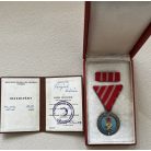 Hungarian Labour Merit Medal 1954 type with same year award certificate to a writer