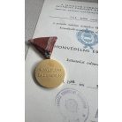 Hungarian 15 Years Defence Service Medal with award certificate