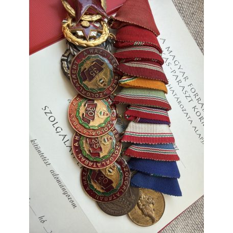 Hungarian large Medal Bar of General Varga, Chief Firefighter of Hungary, + award certificates