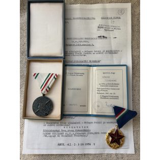 Hungarian 1956 Revolution medal pair with award certificates