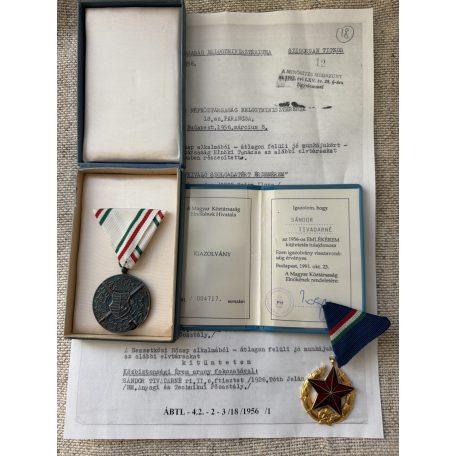 Hungarian 1956 Revolution medal pair with award certificates