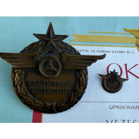 Professional Drivers Commendation badge & car radiator Grille badge  -  For  driving w/o accidents+ Certificate