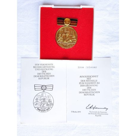 East Germany DDR For merits in the founding and consolidation Medal with award certificate and case
