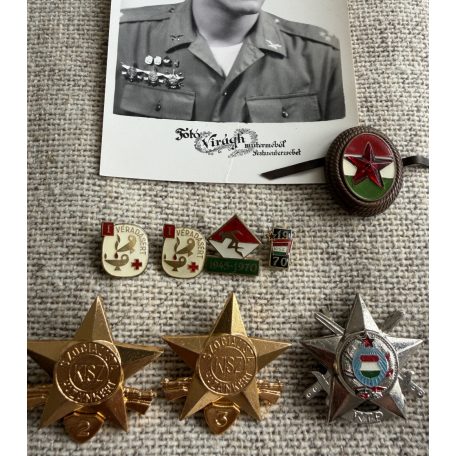 Hungarian Soldier professional Photo + badges he was wearing 1970s