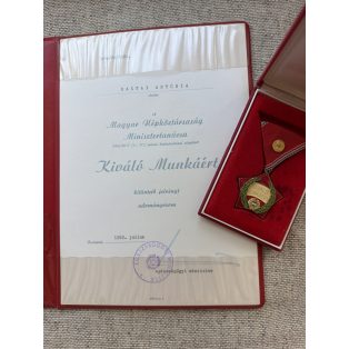   Hungarian Excellent Work Medal with Medical device &. Award certificate, Original signature of Minister of Health