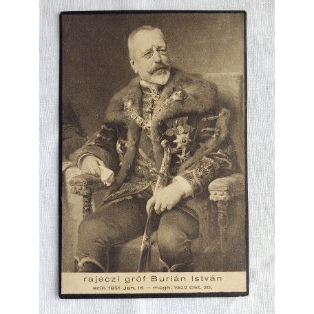 Count István Burián death card Order of Saint Stephen Picture Photo