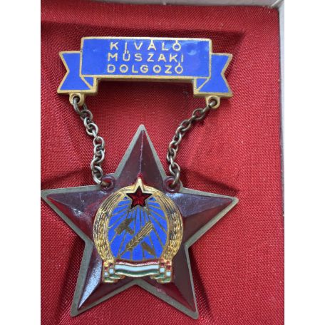 Hungarian Excellent Technical Worker Award badge and large award certificate 1954