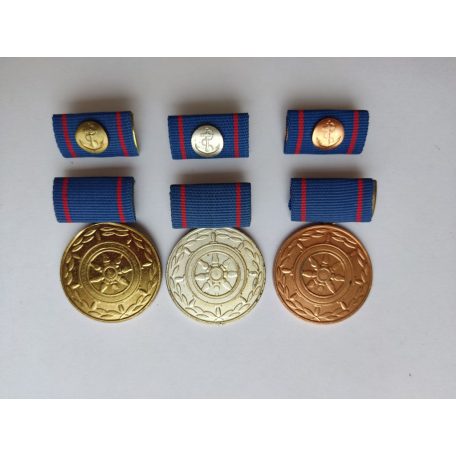 East German Faithful Service in the Maritime Industry Medal Set Gold, Silver, Bronze