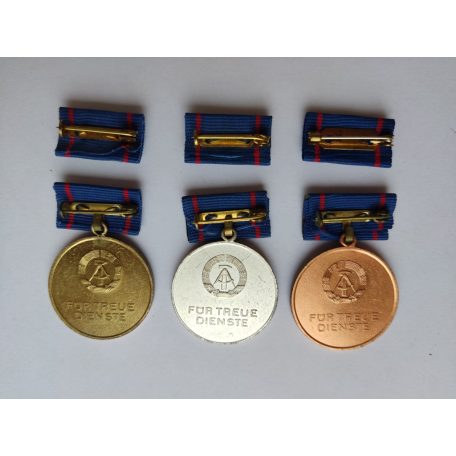 East German Faithful Service in the Maritime Industry Medal Set Gold, Silver, Bronze