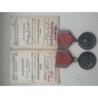 Hungarian Firefighter Fire Brigade Medal pair with award certificates