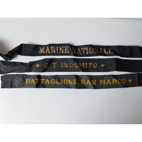 WW2 Navy "Marine Nationale" "C.T. Domito" "Battaglione San Marco" Cap Tallies