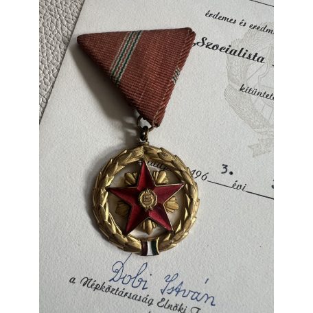 Hungarian Socialist Work Merit Medal 1957 with award certificate