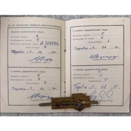 Hungarian 1975M Driver Qualification Badge 1st class with documents