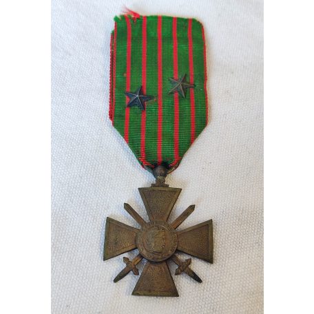  WW1 France French War Cross Croix de Guerre 1914-1918. with two Stars