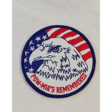 US American Flag Commemorative Pow*Mia's Remembered Bald Eagle Iron Patch