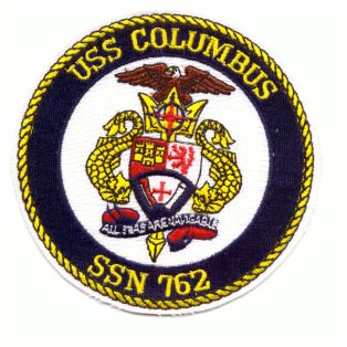   USS Columbus  SSN 762 Submarine  (All seas are navigable ) PATCH