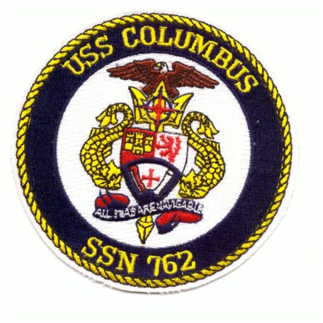 USS Columbus  SSN 762 Submarine  (All seas are navigable ) PATCH