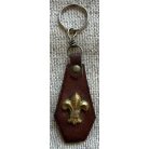 Hungarian vintage Scout leather key chain holder with bronze badge
