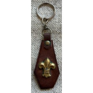   Hungarian vintage Scout leather key chain holder with bronze badge