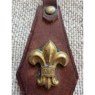 Hungarian vintage Scout leather key chain holder with bronze badge