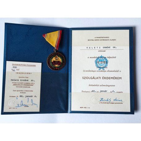 Hungarian Long Service Medal  for 10 Years of National Labor Guard Service (Munkaőrség) with Certificate