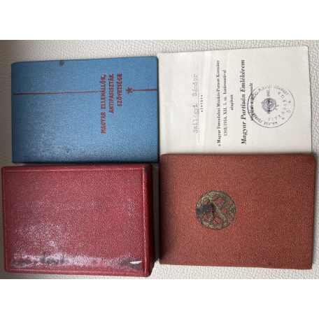 Hungarian WW2 Partisan Medal set with award certificate and photo IDs