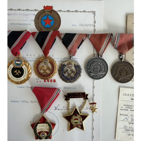 Hungarian Personal Group with Diamond class Miners Merit Medal/ decorations & award docs