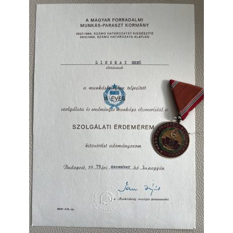 Hungarian Long Service Medal for 15 Years in the Armed Forces (1965) - Workers Militia (Munkásőrség) award