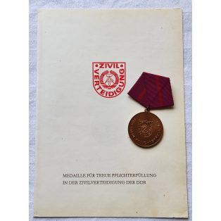   East German Civil Defence Zivilverteidigung der DDR Medal with award certificate