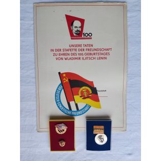   East Germany DDR "German-Soviet Friendship" with miniature and 5 years for outstanding performance with award certificate and case
