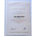 East Germany DDR "German-Soviet Friendship" with miniature and 5 years for outstanding performance with award certificate and case