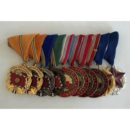 Hungarian 10 places mounted Medal Bar for a Police/MP Officer